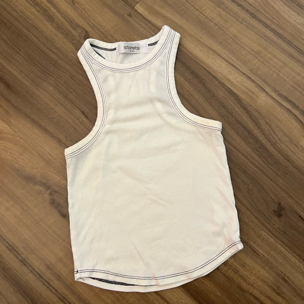 Storets White Racer Tank